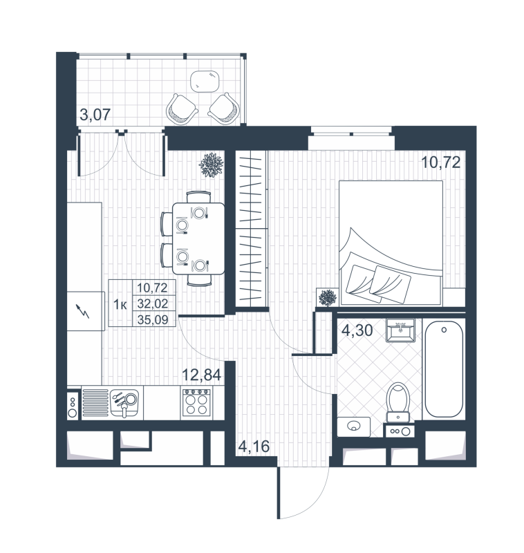 1 ккв 31,8 м²