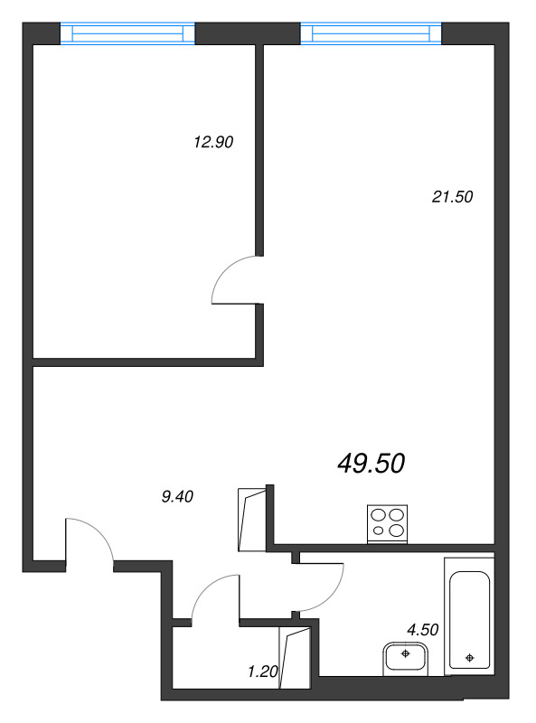 2 ккв (Евро) 49,5 м²