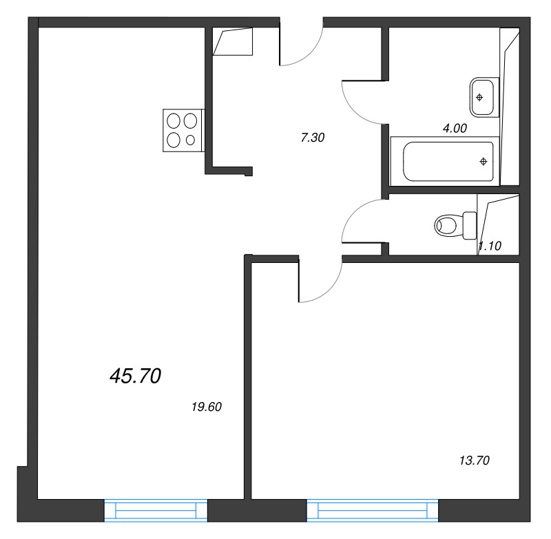 2 ккв (Евро) 45,7 м²