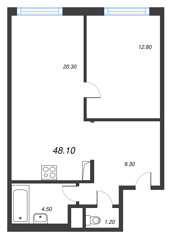 2 ккв (Евро) 48,1 м²