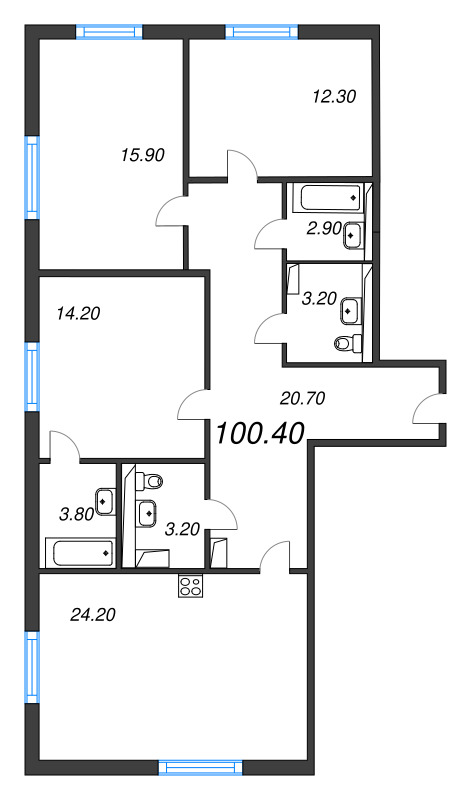 4 ккв (Евро) 100,4 м²