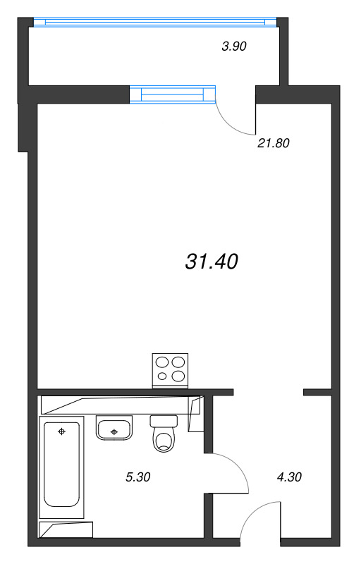 Студия 31,4 м²