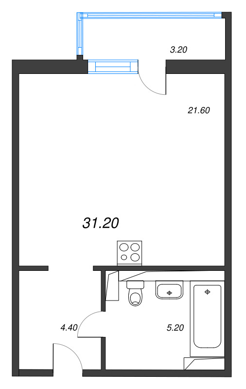 Студия 31,2 м²