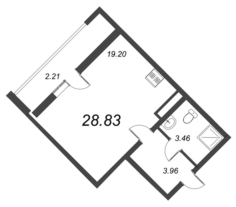 Студия 27,4 м²