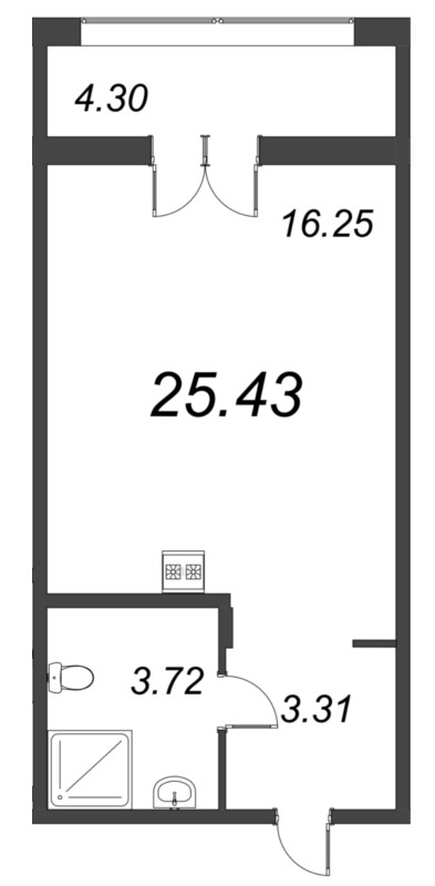 Студия 25,4 м²