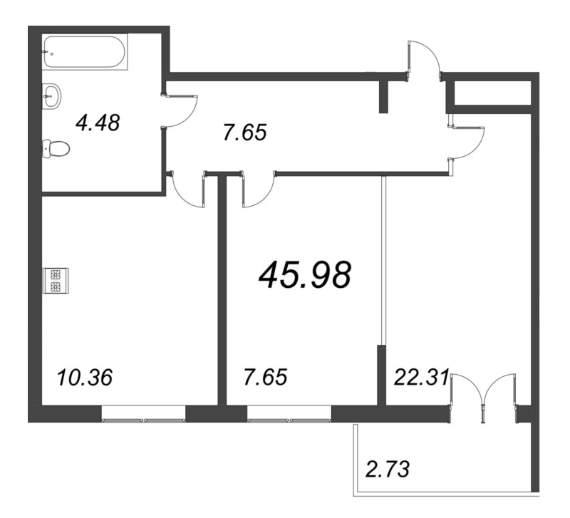 1 ккв 46 м²
