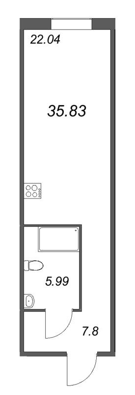 Студия 35,8 м²