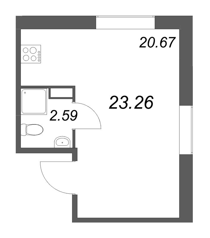 Студия 23,3 м²