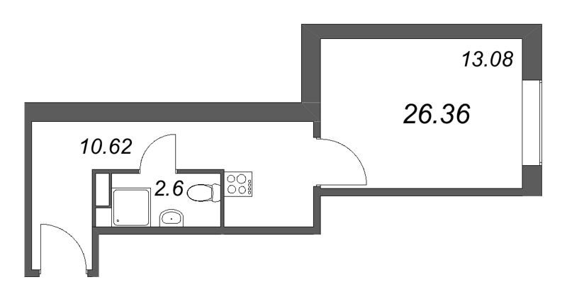 Студия 26,4 м²