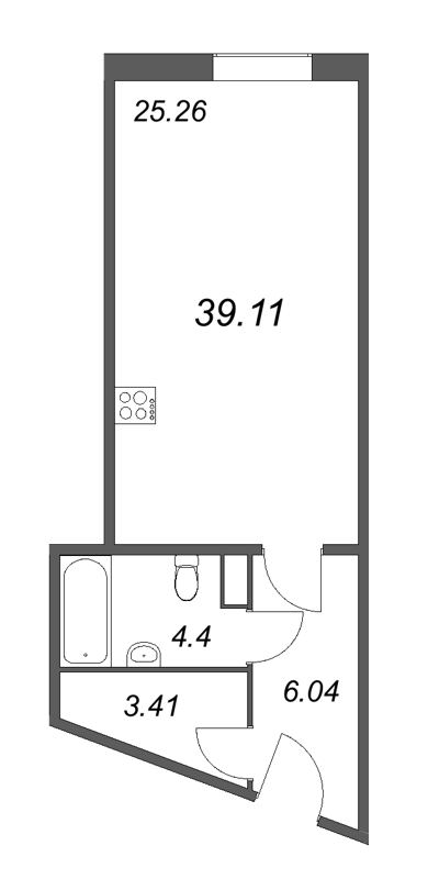 Студия 39,1 м²