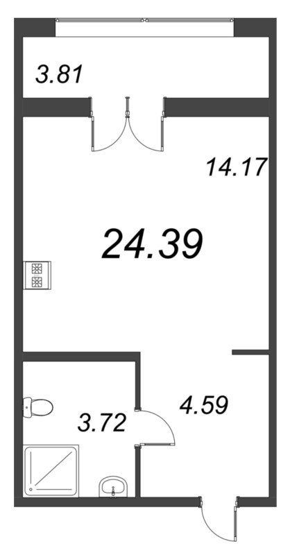 Студия 24,4 м²