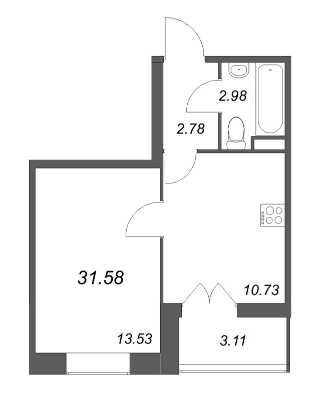 1 ккв 31,6 м²