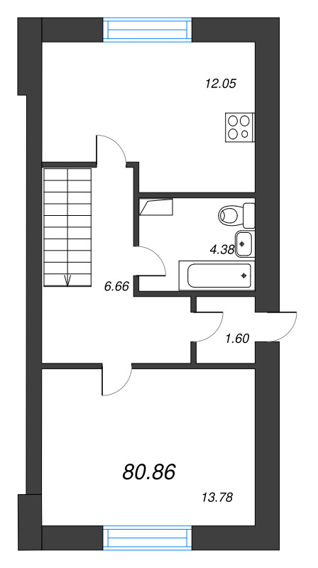 4 ккв 80,9 м²