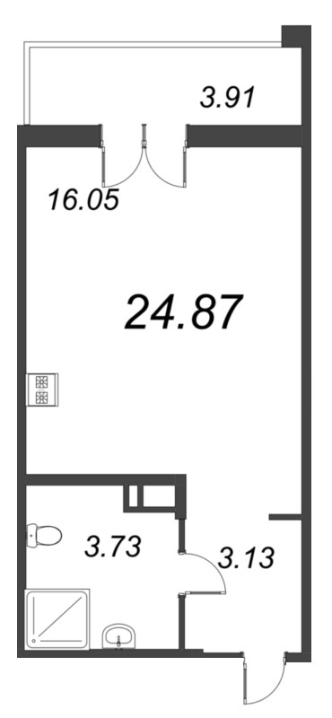 Студия 24,9 м²