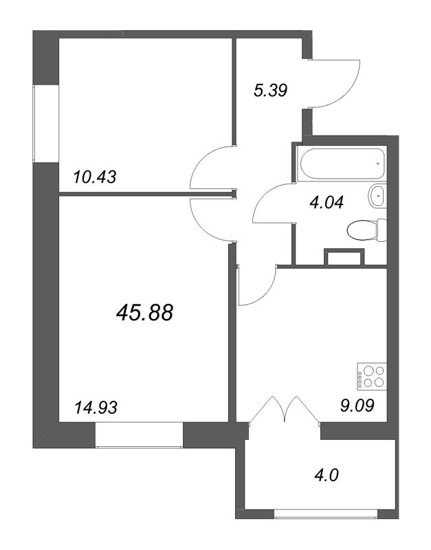 2 ккв 45,9 м²