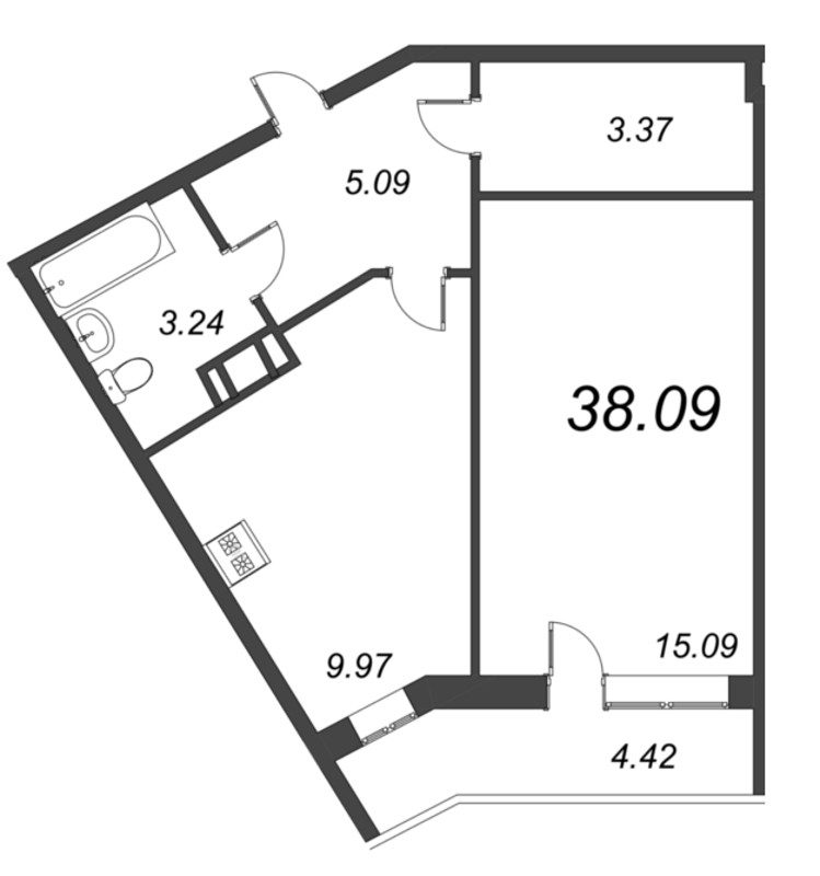 1 ккв 38,1 м²