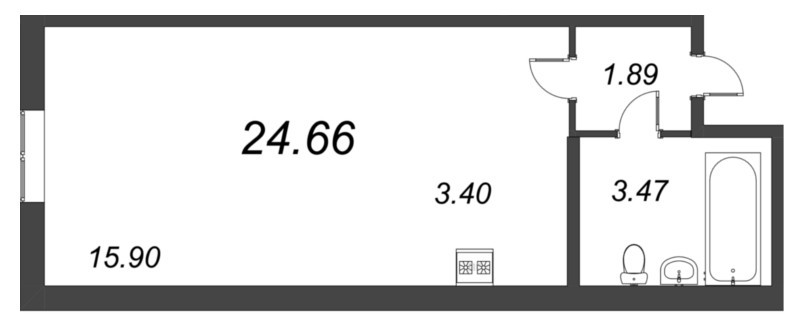Студия 24,7 м²