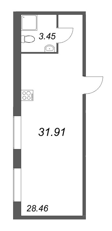 Студия 31,9 м²