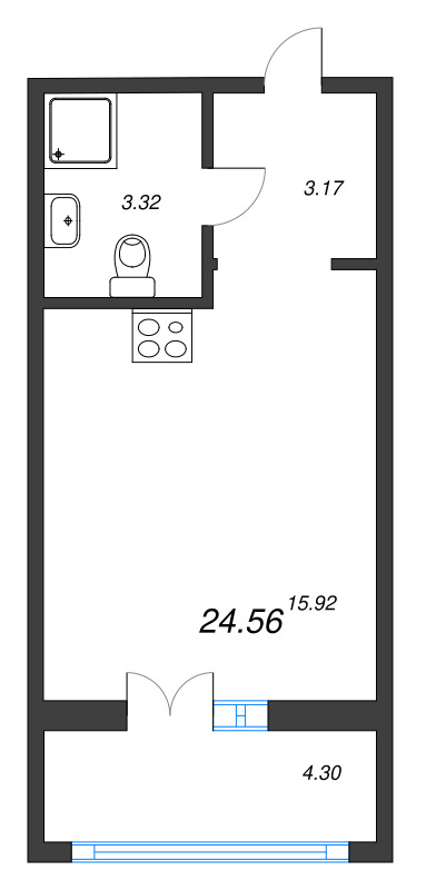 Студия 24,6 м²