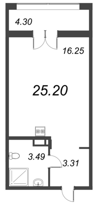 Студия 25,2 м²
