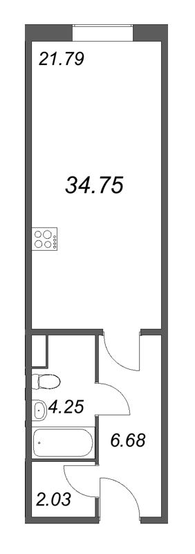Студия 34,8 м²