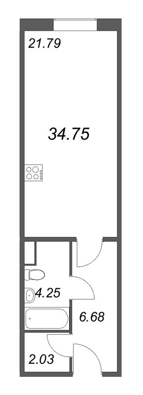 Студия 34,8 м²