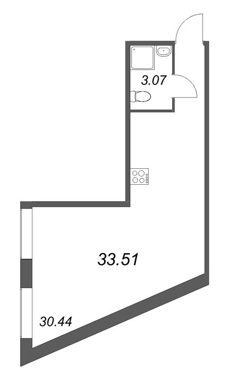 Студия 33,5 м²
