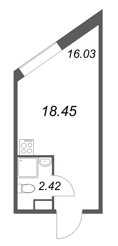 Студия 18,5 м²