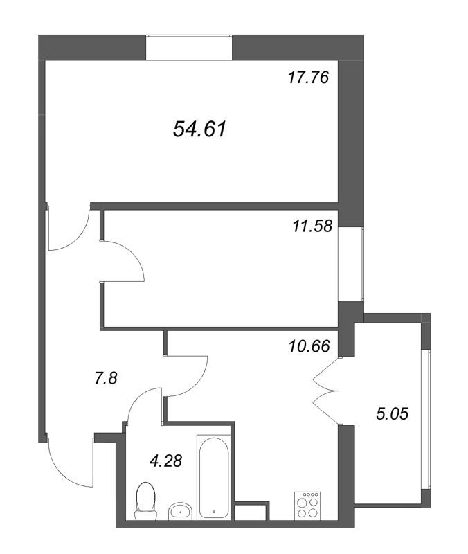 2 ккв 54,6 м²
