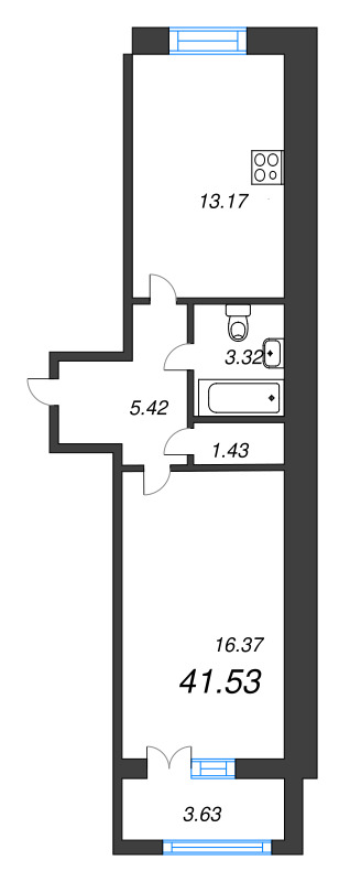 1 ккв 41,5 м²