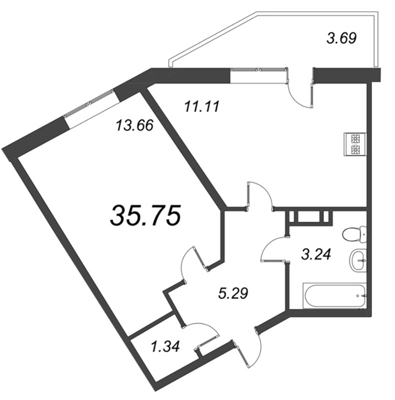 1 ккв 35,8 м²