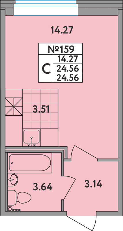 Студия 24,1 м²