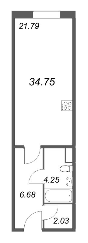 Студия 34,8 м²
