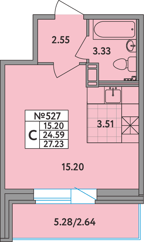 Студия 27,2 м²