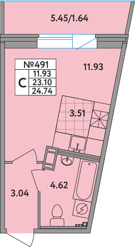 Студия 24,7 м²
