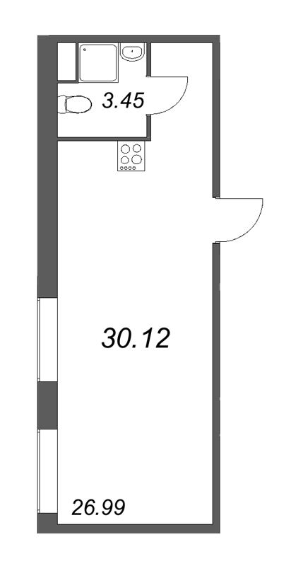 Студия 30,1 м²