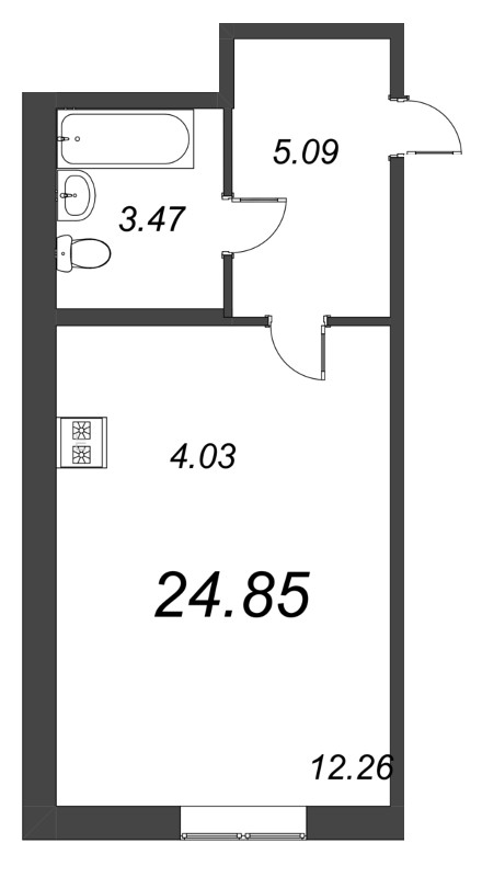Студия 24,9 м²
