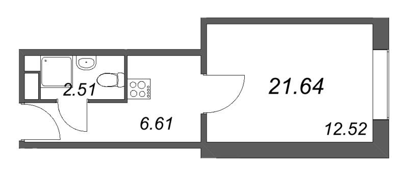 Студия 21,6 м²