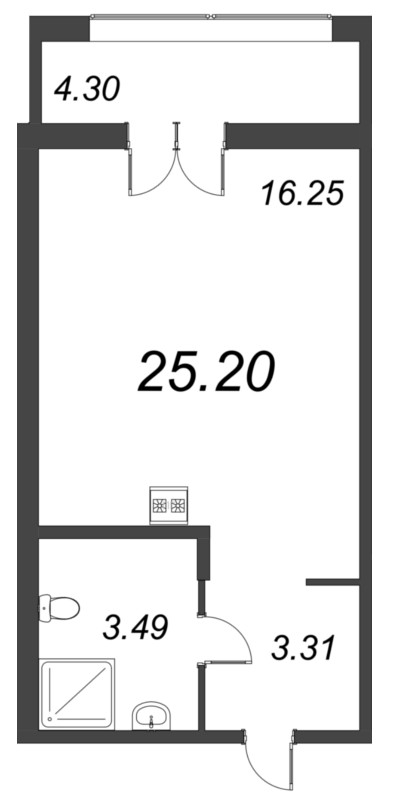Студия 25,2 м²