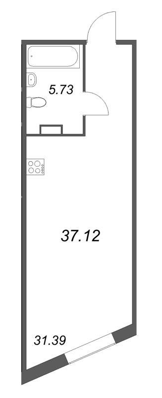 Студия 37,1 м²