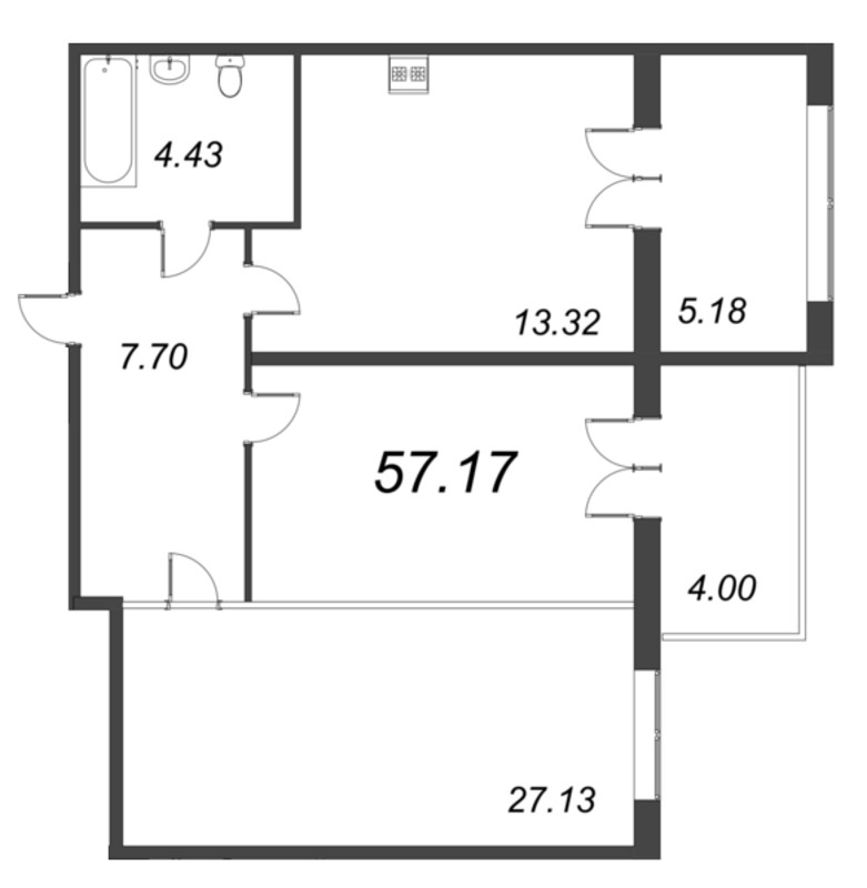 1 ккв 57,2 м²