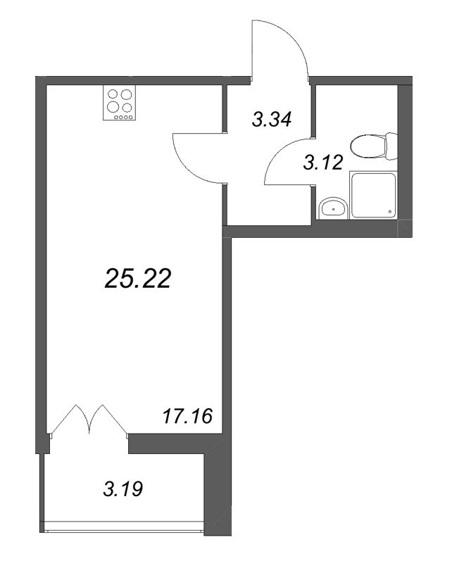 Студия 25,2 м²