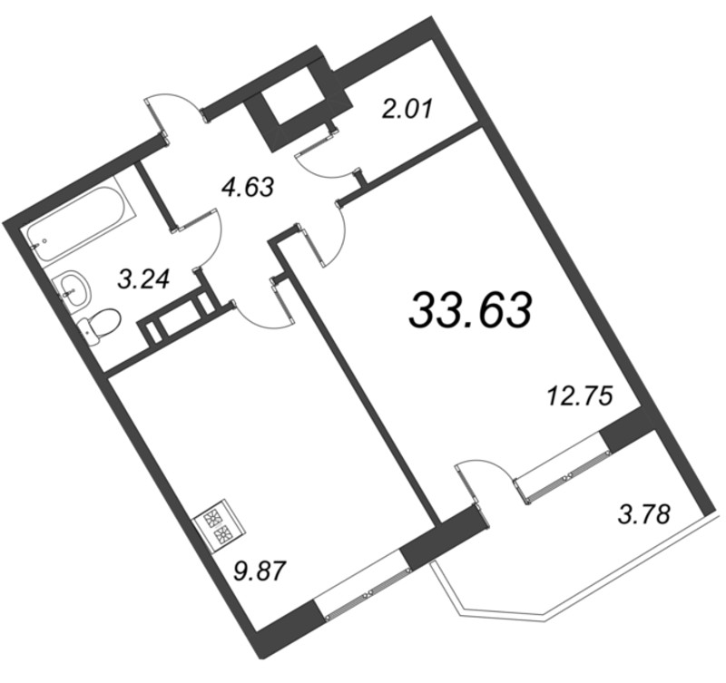 1 ккв 33,6 м²
