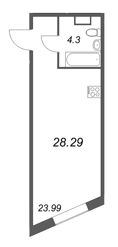 Студия 28,3 м²