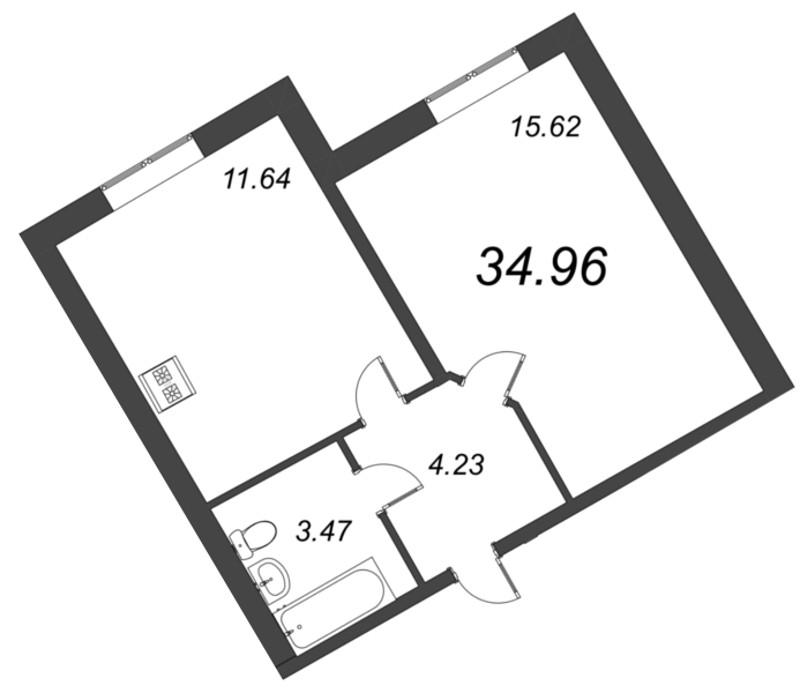 1 ккв 35 м²