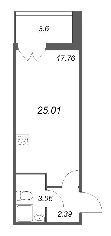 Студия 25 м²