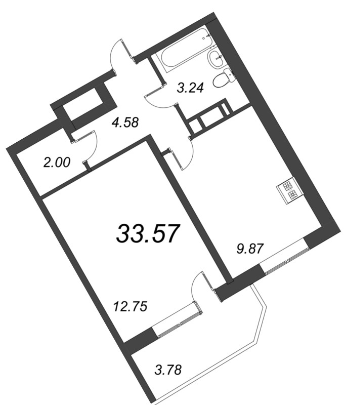 1 ккв 33,6 м²
