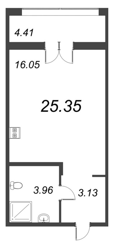 Студия 25,4 м²