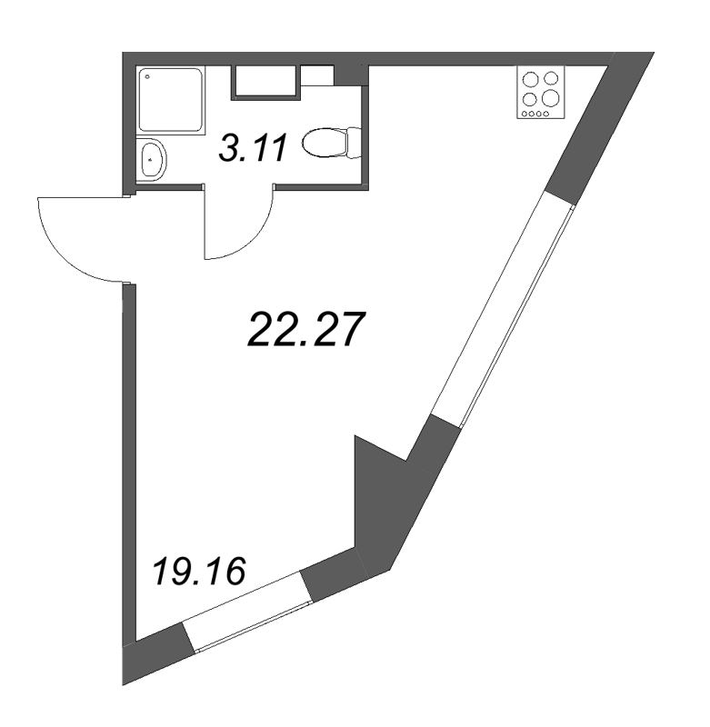 Студия 22,3 м²