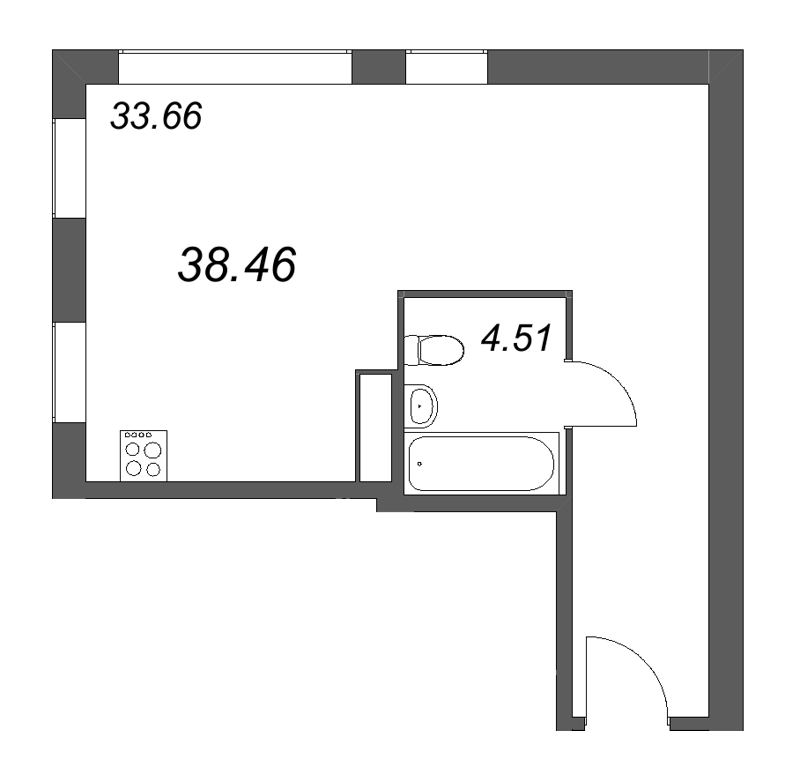 Студия 38,5 м²